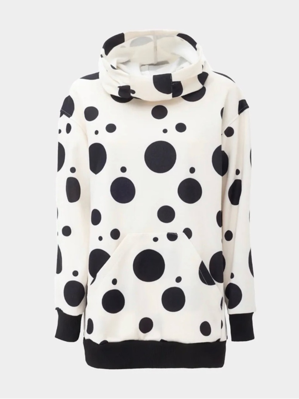 Oversized Cream Pullover with Black Polka Dots